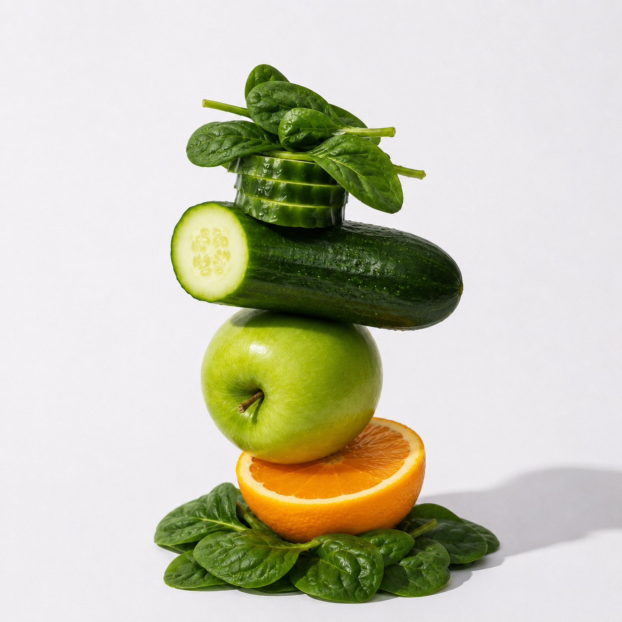 Composición de ingredientes verdes del Reto Detox